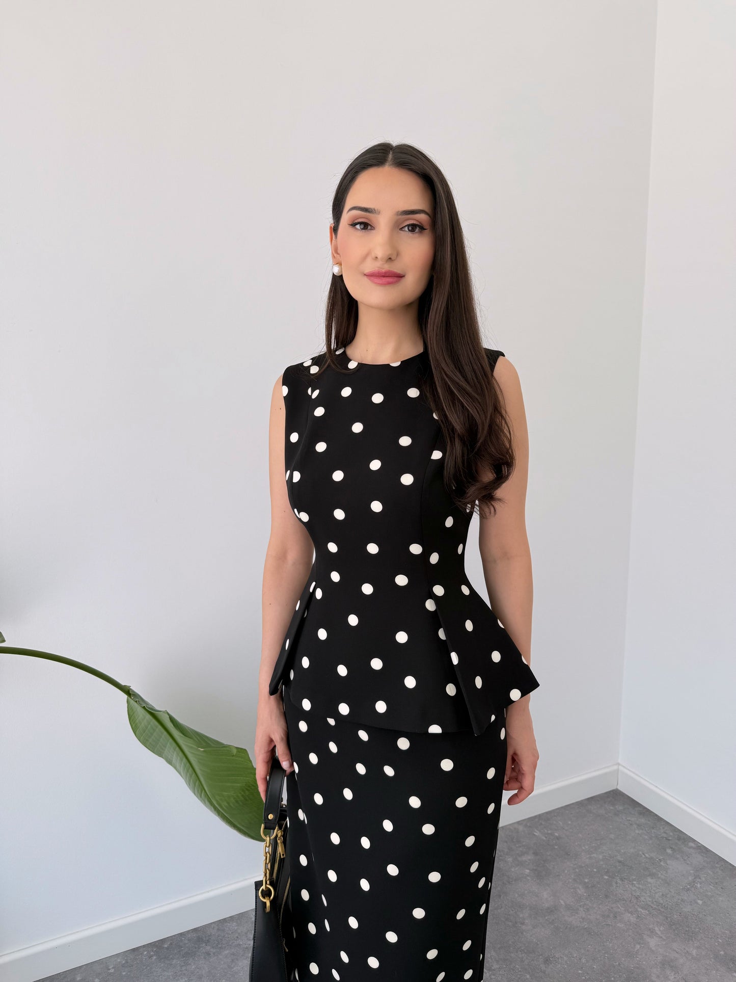 POLKA DOT PATTERNED PENCIL SKIRT SET