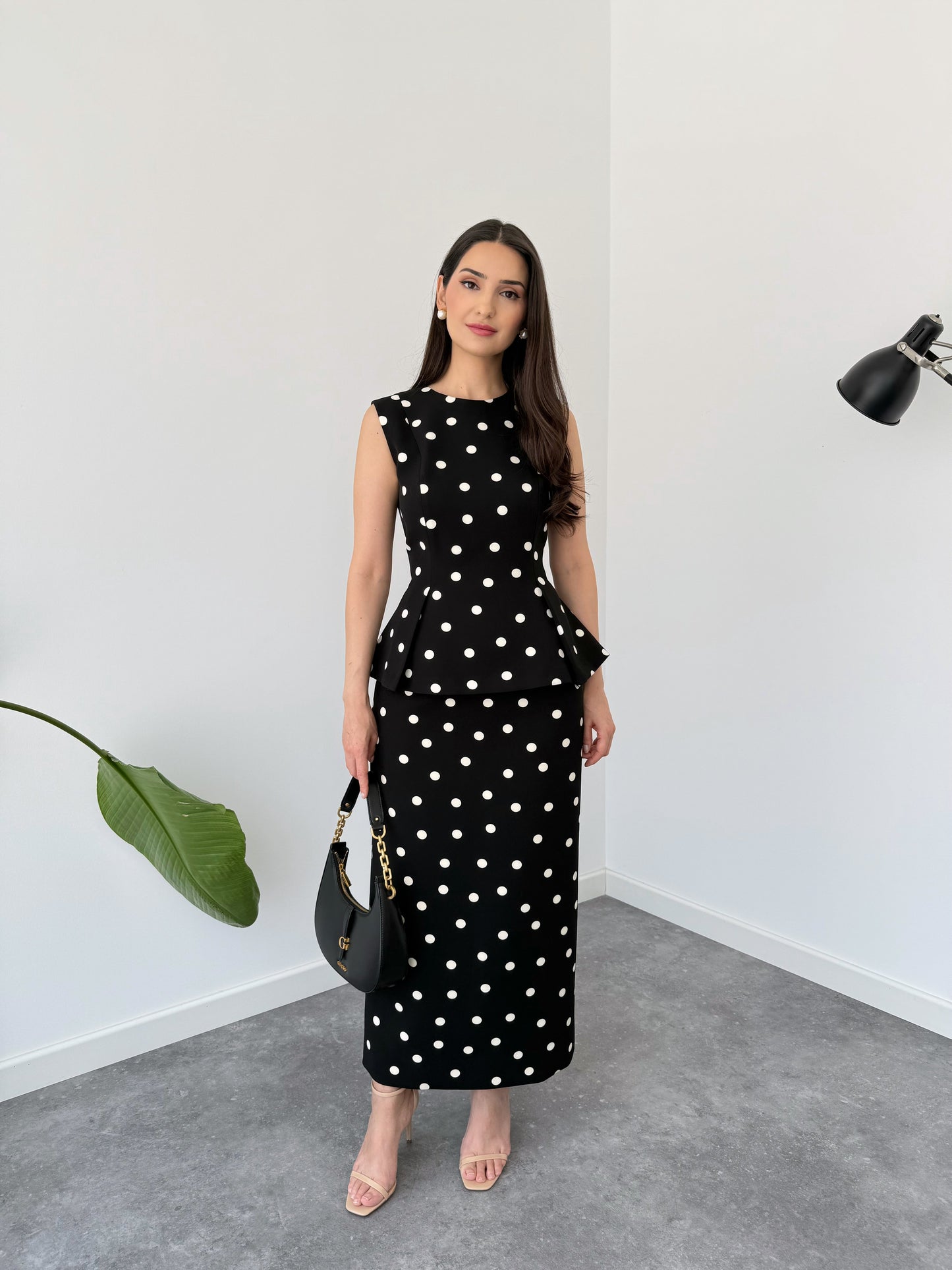 POLKA DOT PATTERNED PENCIL SKIRT SET