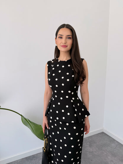 POLKA DOT PATTERNED PENCIL SKIRT SET